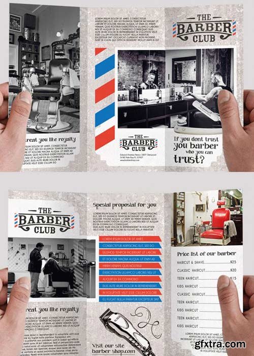 Barbershop V7 Premium Tri-Fold PSD Brochure Template