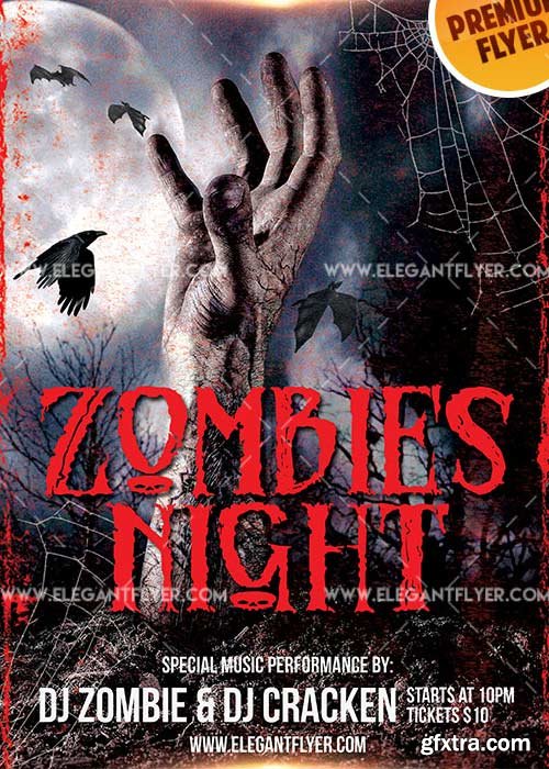 Zombie Night V5 Flyer PSD Template + Facebook Cover