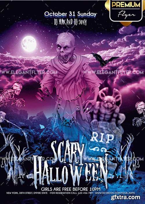 Scary Halloween V1 Flyer PSD Template + Facebook Cover