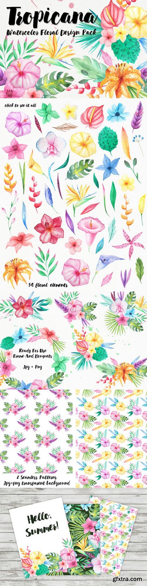 CM - Watercolor Tropical Floral Pack 719315