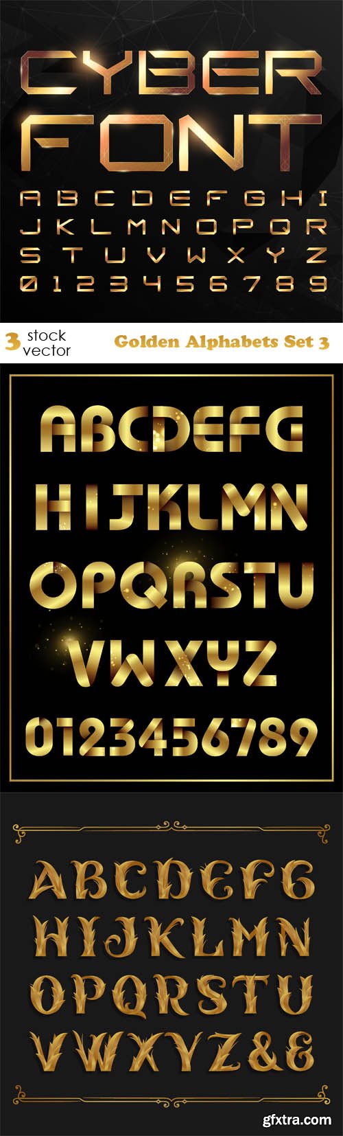 Vectors - Golden Alphabets Set 3