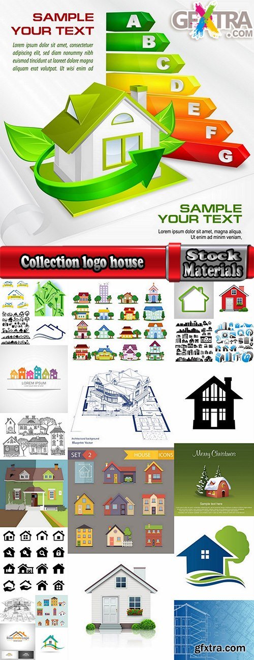 Collection logo house building corporation icon web design element site 7-25 EPS