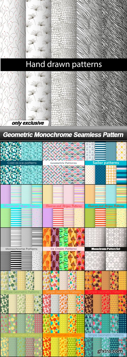 Geometric Monochrome Seamless Pattern - 16 EPS