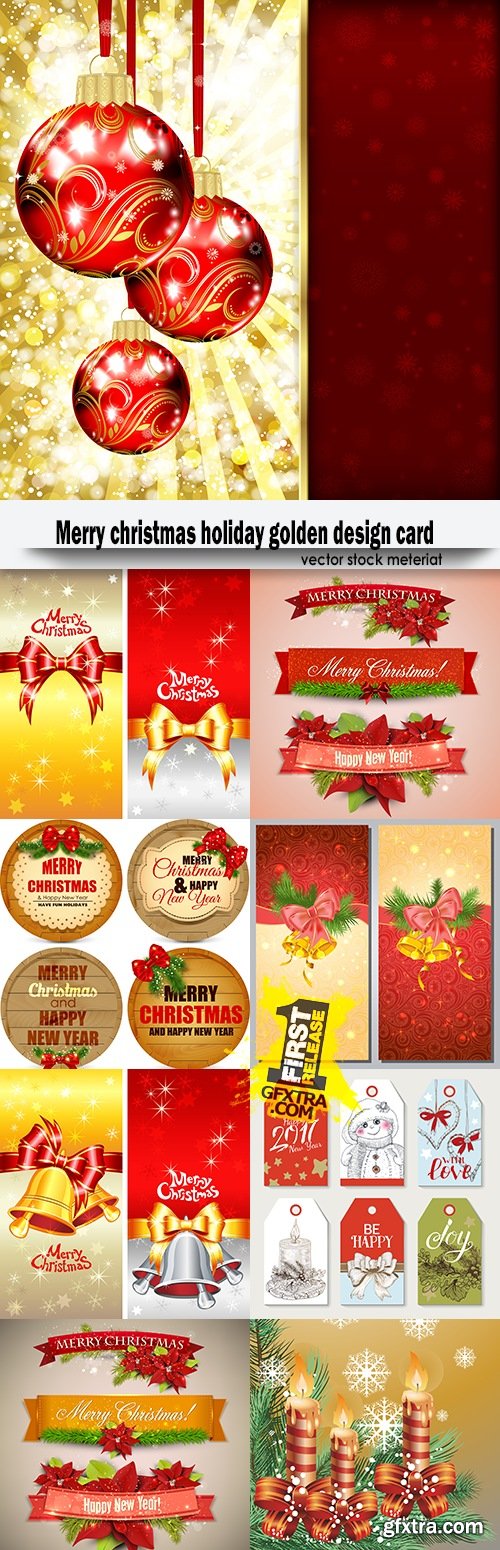 Merry Christmas holiday golden design card