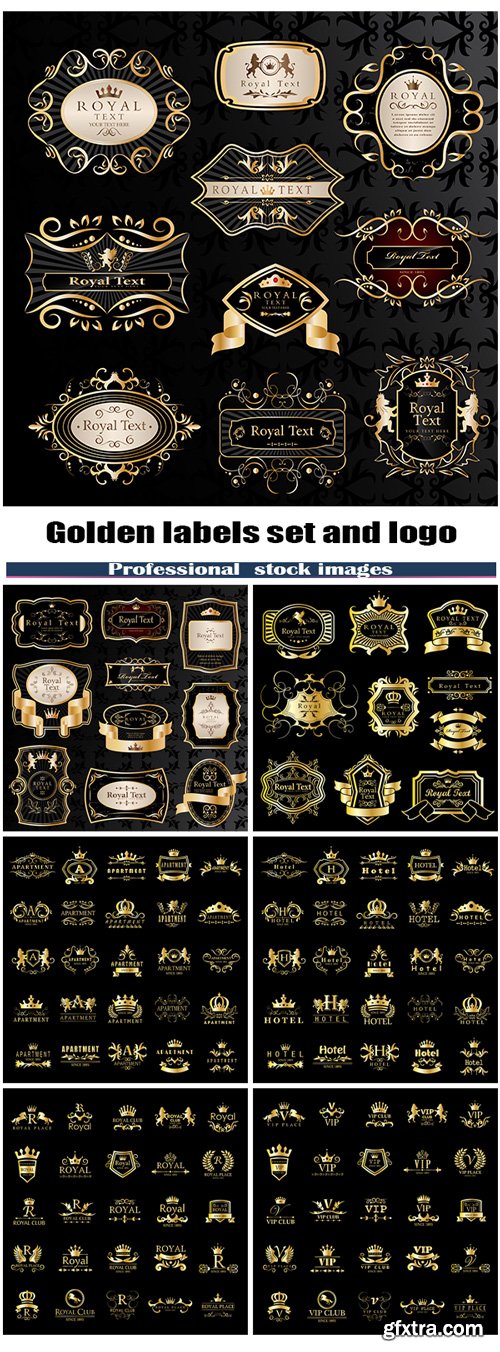 Golden labels set and logo