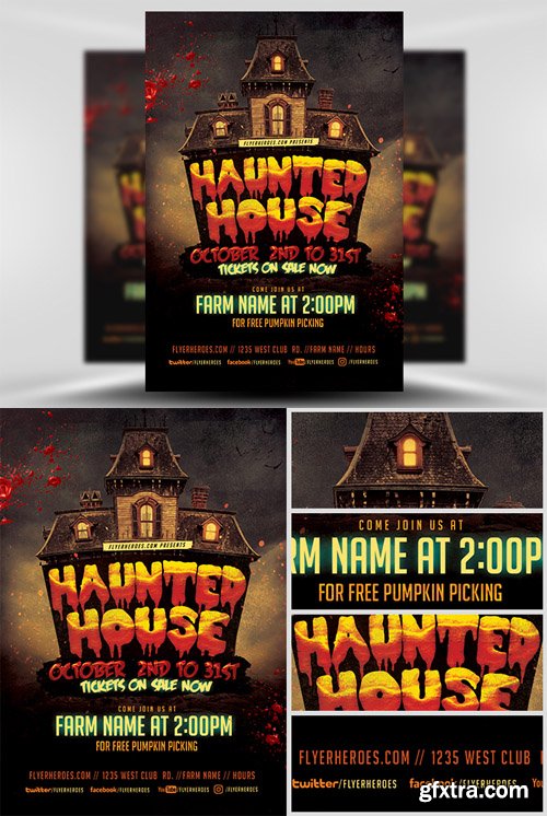Fall Haunted House Flyer Template