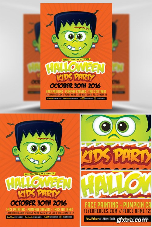 Toon Halloween Kids Party Flyer Template