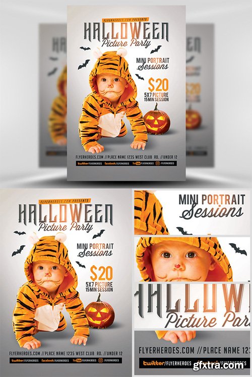 Kids Halloween Picture Party Flyer Template