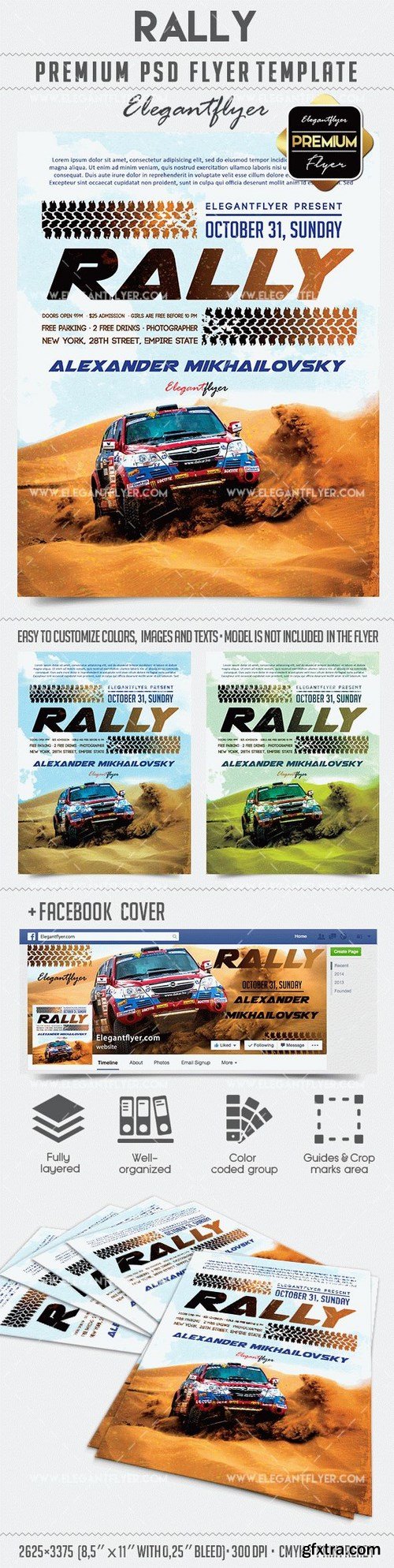 Rally – Flyer PSD Template + Facebook Cover