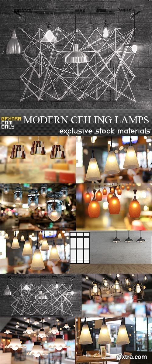 Modern ceiling lamps, 10 x UHQ JPEG