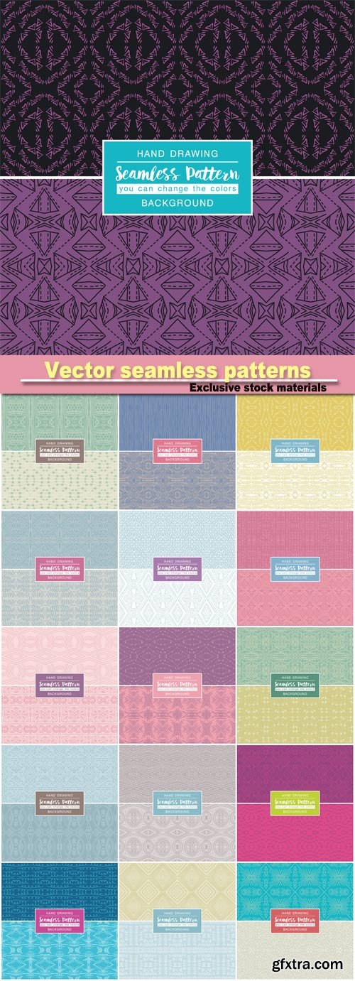 Vector backgrounds with seamless patterns, ideal for printing onto fabric and paper or scrap booking