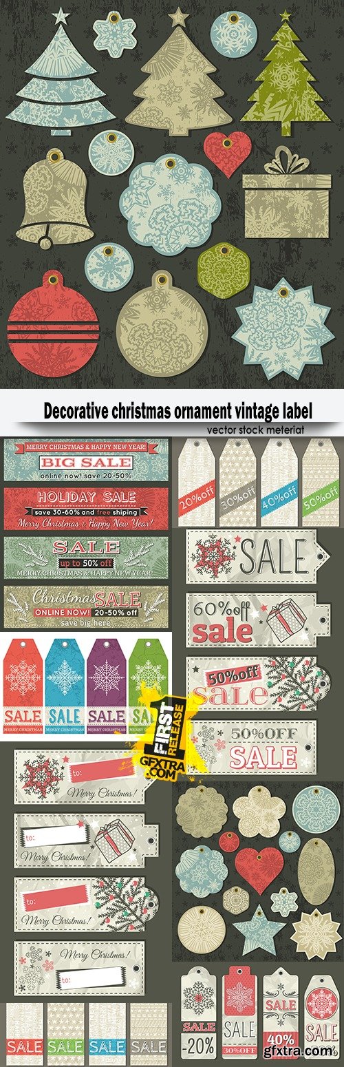 Decorative Christmas ornament vintage label