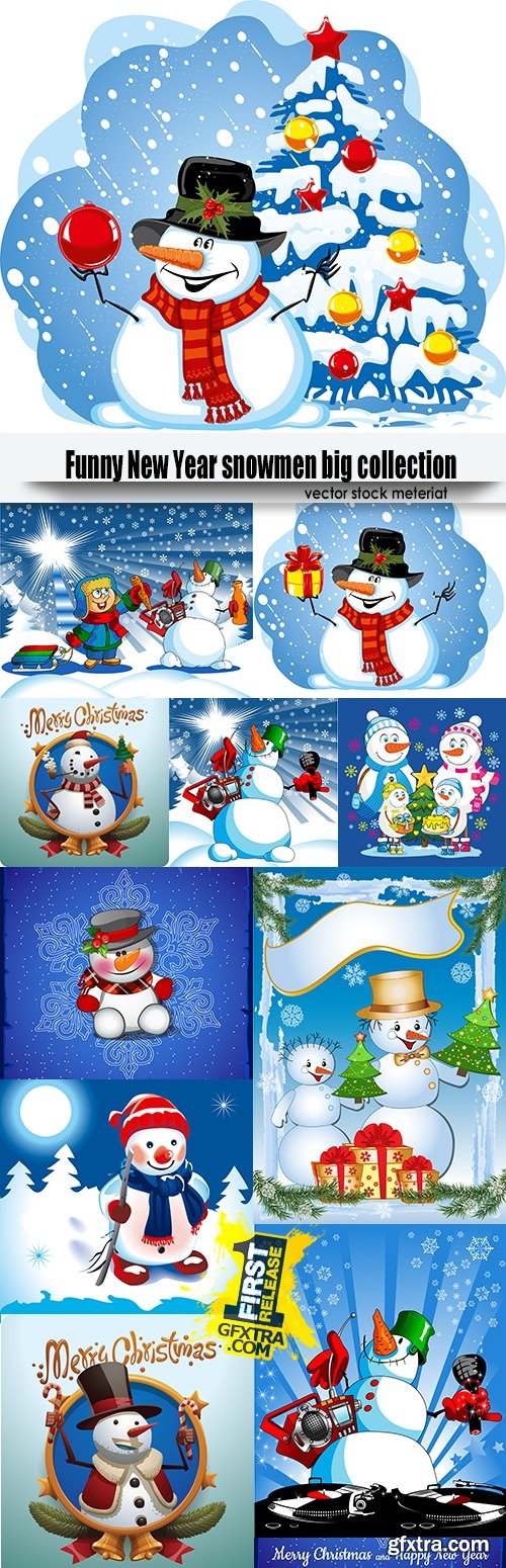 Funny New Year snowmen big collection