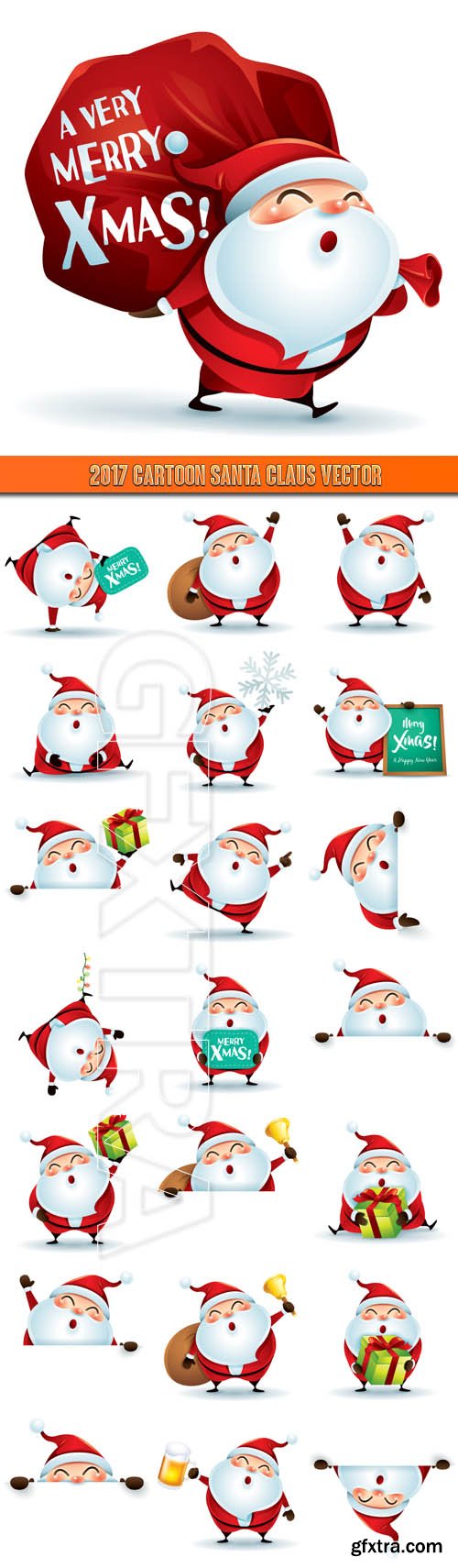 2017 cartoon Santa Claus vector