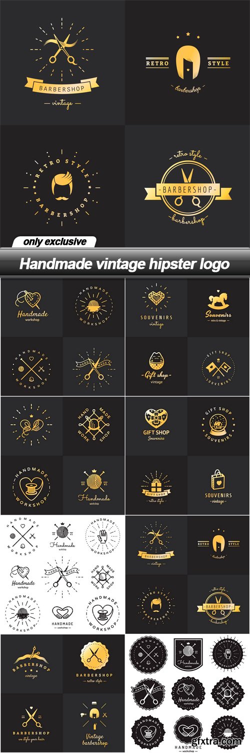 Handmade vintage hipster logo - 8 EPS