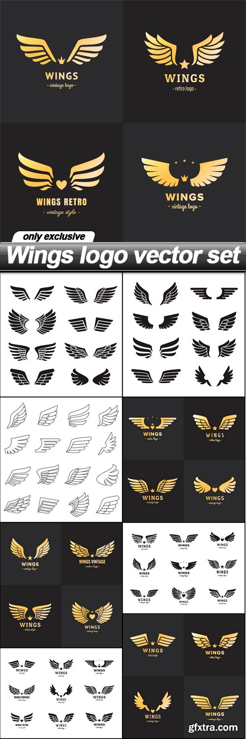 Wings logo vector set - 9 EPS