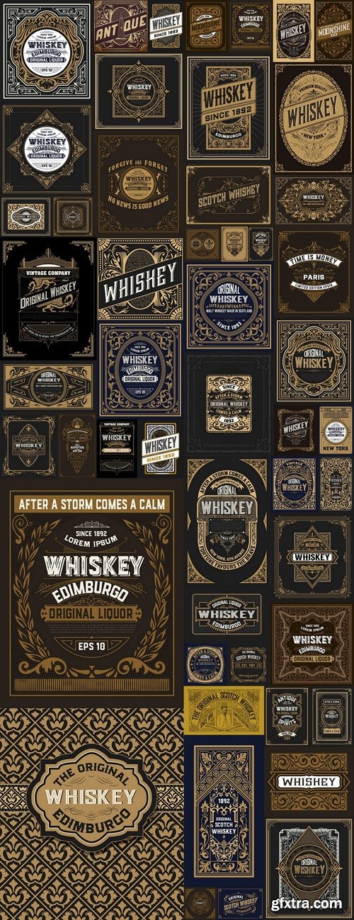 Old Whiskey label with vintage frames