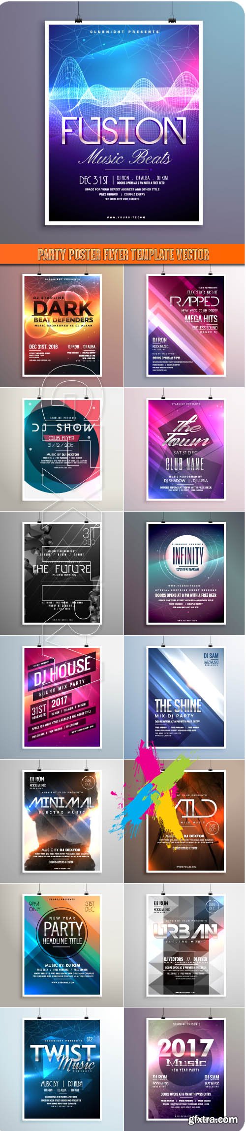 Party poster flyer template vector