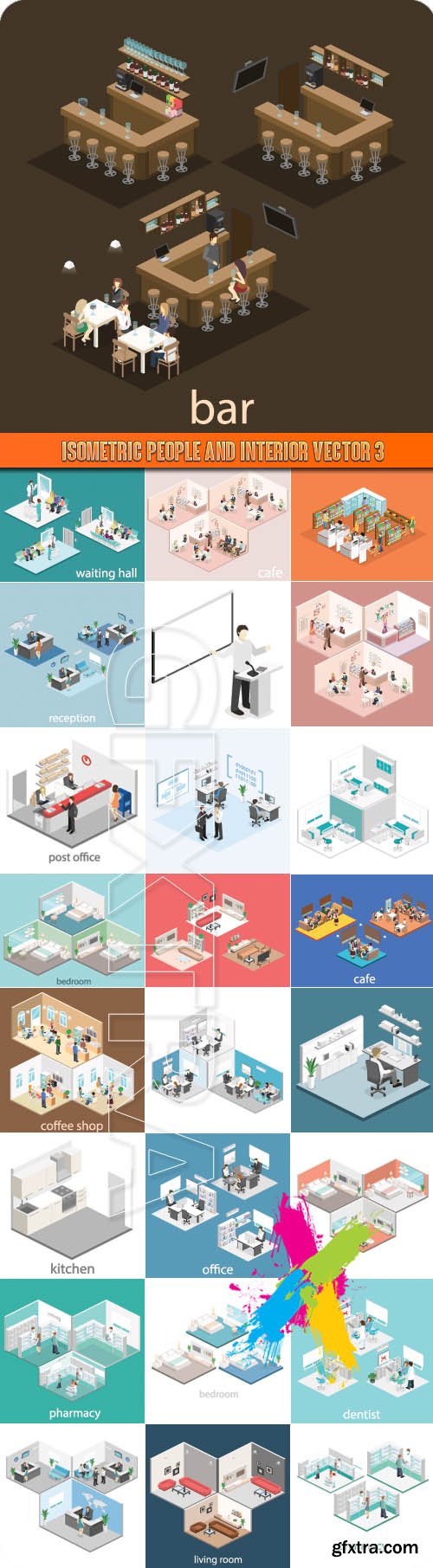 Isometric people and interior vector 3
