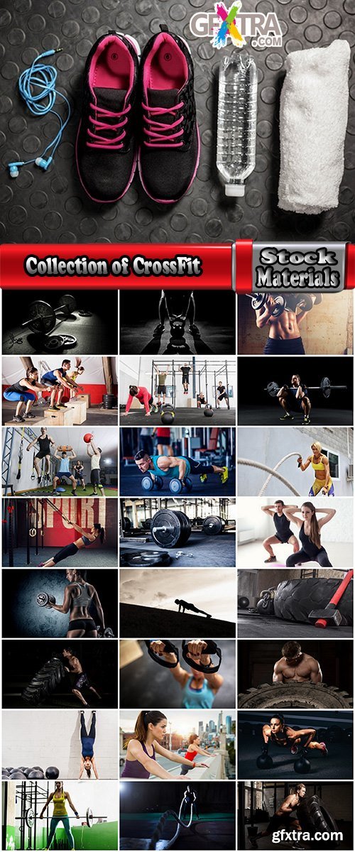 Collection of CrossFit fitness gym workout sport equipment athlete woman man 25 HQ Jpeg