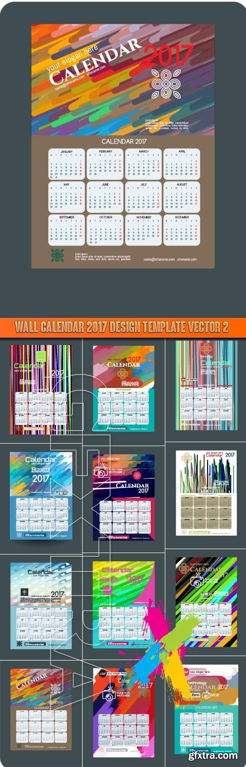 Wall Calendar 2017 design template vector 2