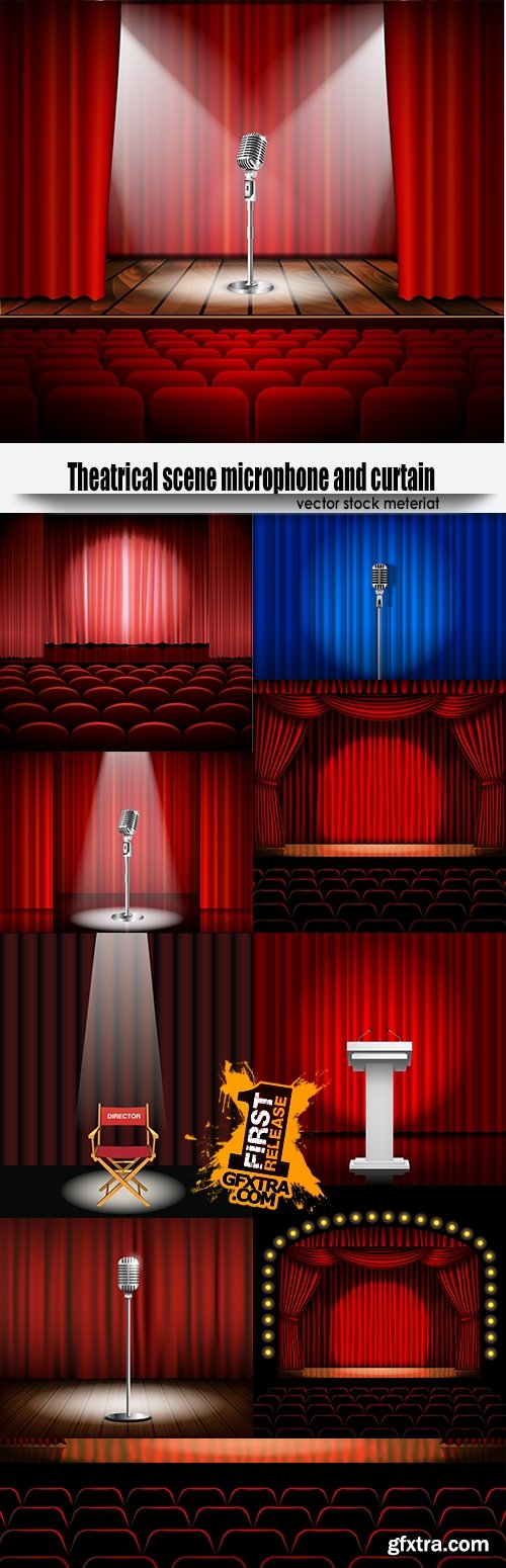 Theatrical scene microphone and curtain