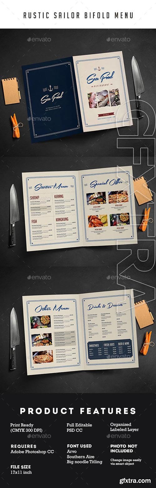 GR - Rustic Sailor Bifold Restaurant Menu 18104665