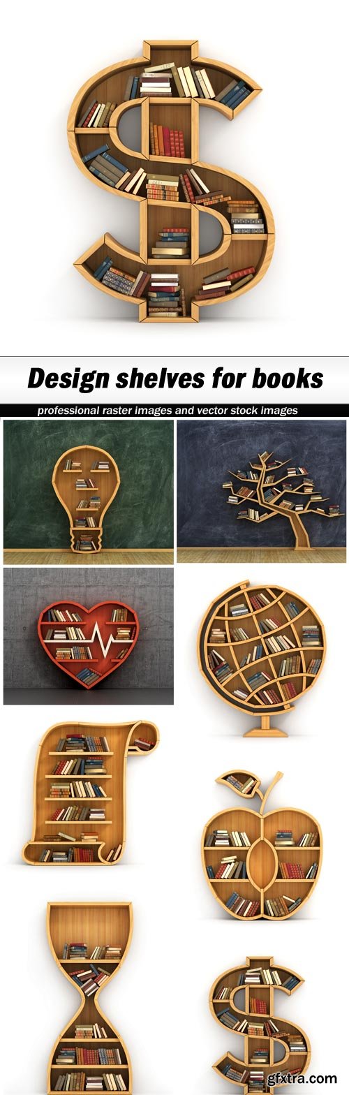 Design shelves for books - 8 UHQ JPEG