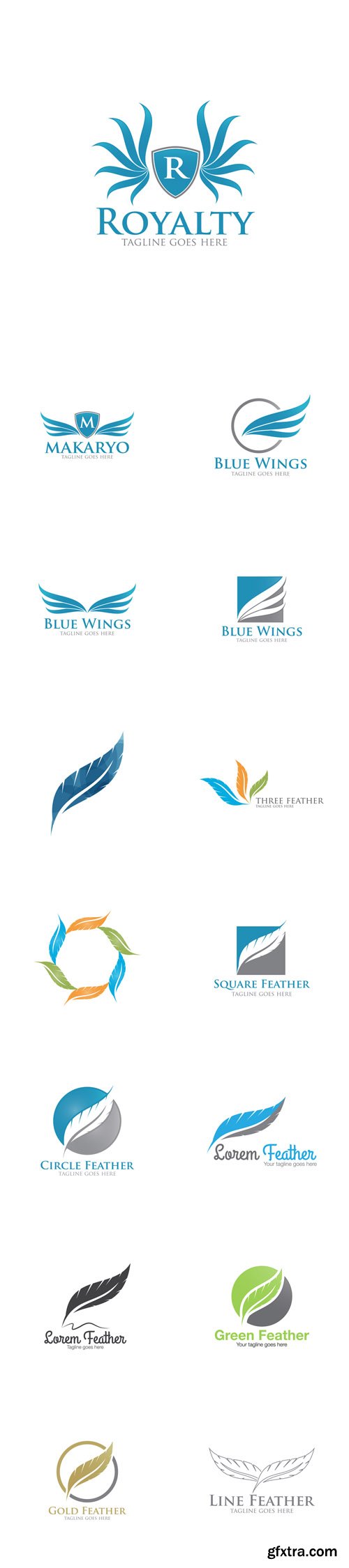 Vector Set - Abstract Feather Logo Icon Templates