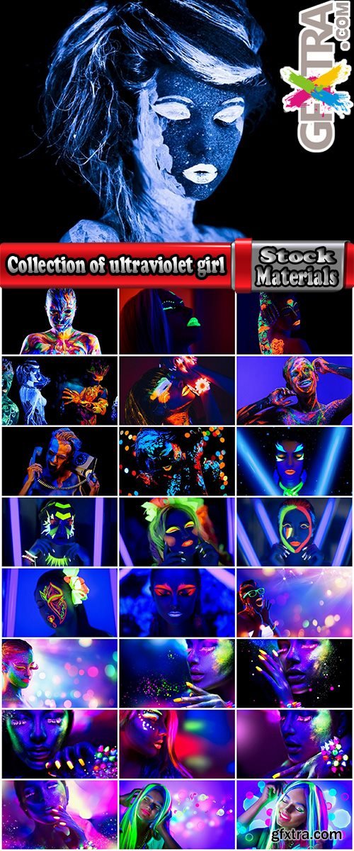 Collection of ultraviolet girl woman in fluorescent paint body painting 25 HQ Jpeg