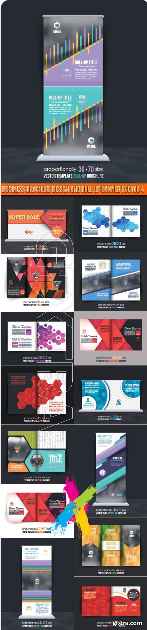 Business Brochure Design and Roll up banner vector 4
