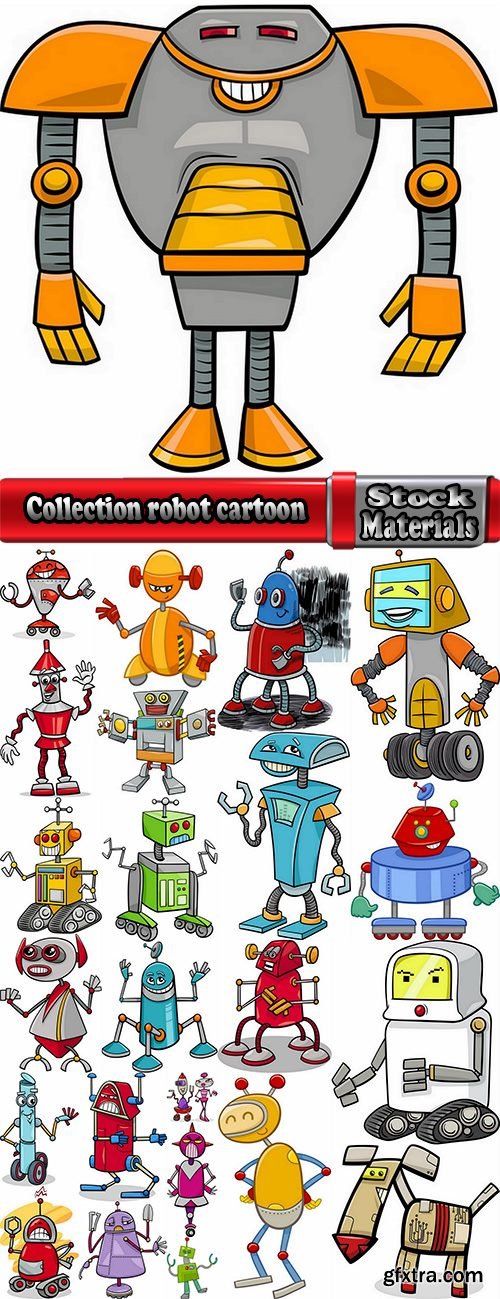 Collection robot cartoon illustration for children\'s books vector image 25 EPS