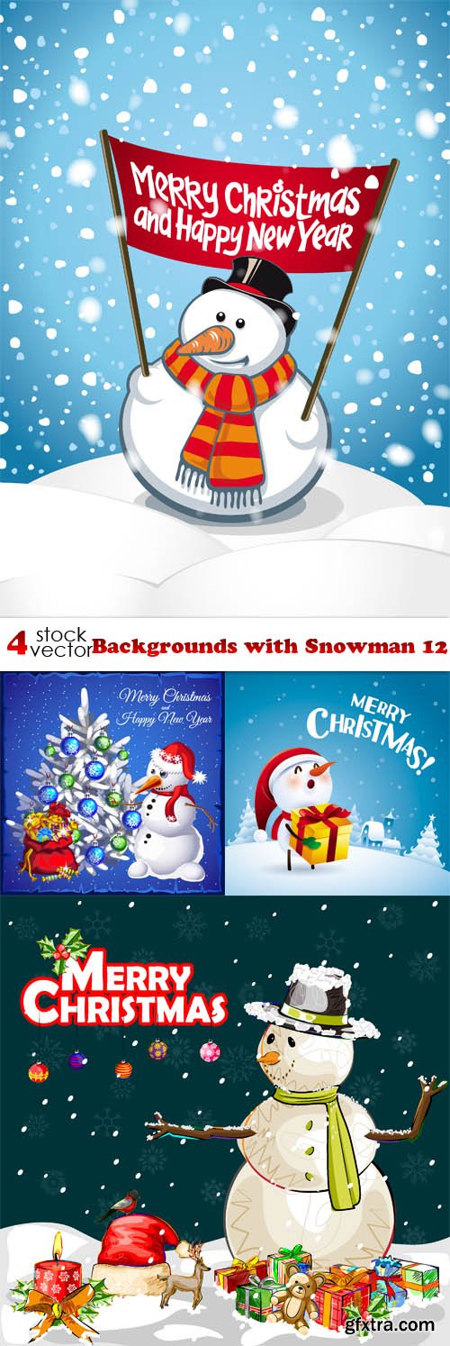 Vectors - Backgrounds with Snowman 12