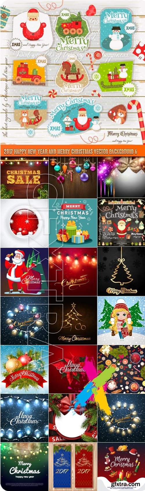 2017 Happy New Year and Merry Christmas vector background 6