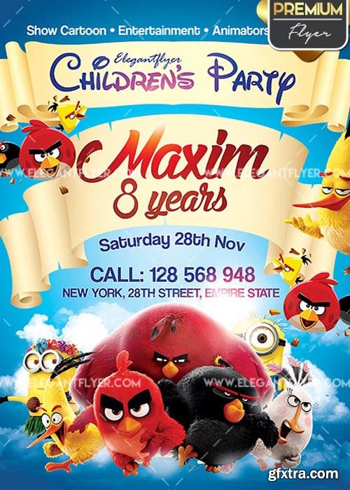 Children’s Party V01 Flyer PSD Template + Facebook Cover