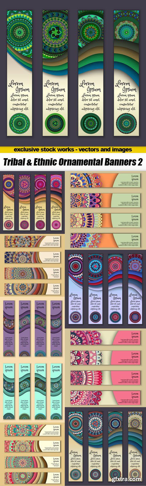Tribal & Ethnic Ornamental Banners 2 - 19xEPS