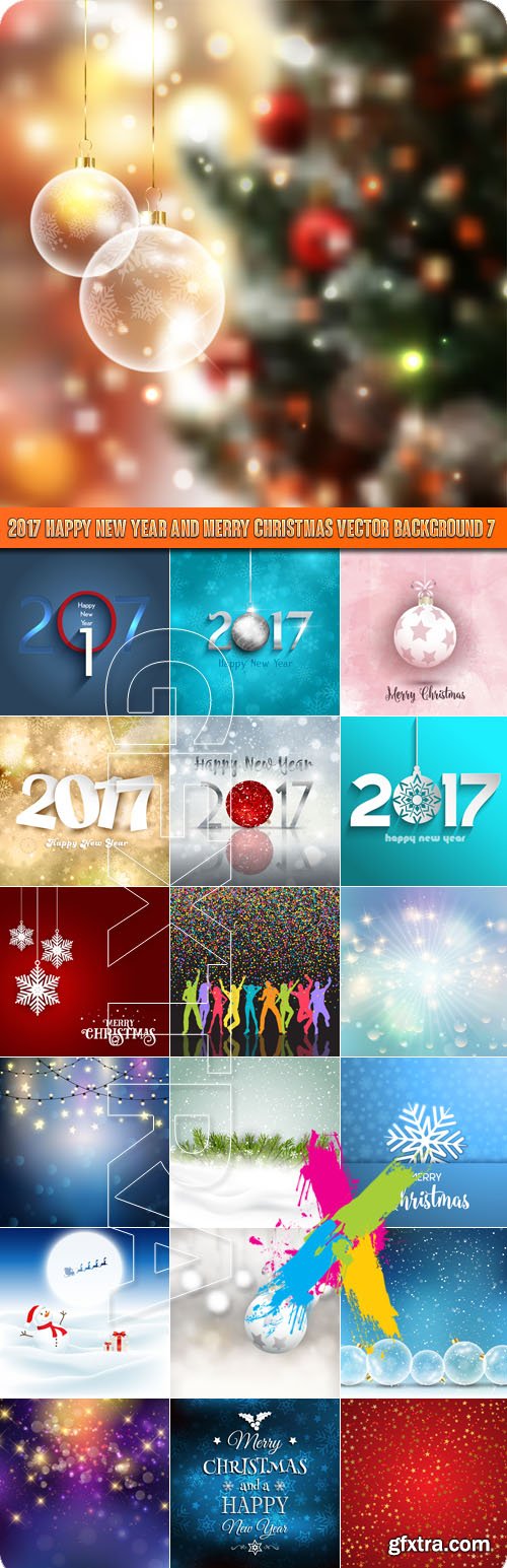2017 Happy New Year and Merry Christmas vector background 7