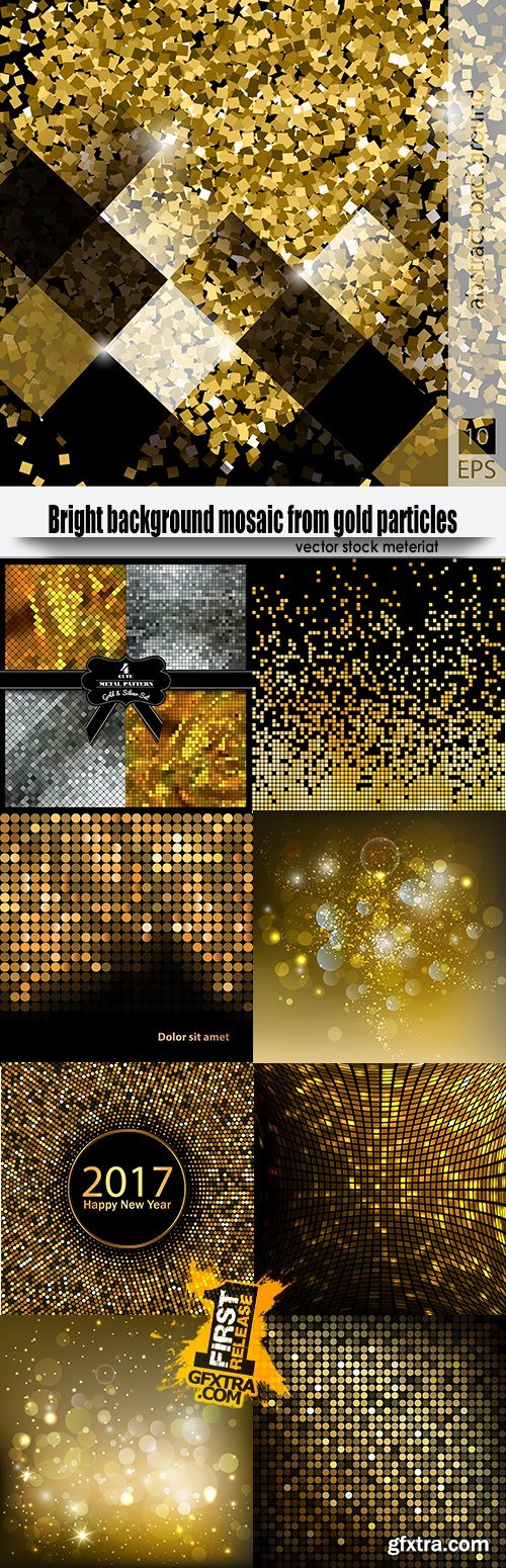 Bright background mosaic from gold particles