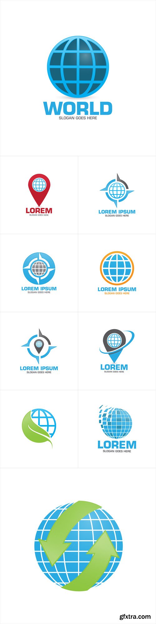 Vector Set - Abstract Digital World Sphere Logo Icons