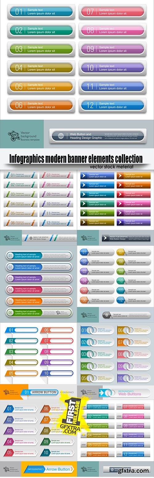 Infographics modern banner elements collection
