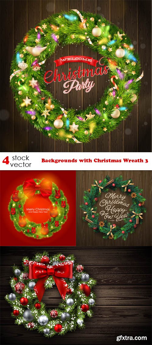 Vectors - Backgrounds with Christmas Wreath 3