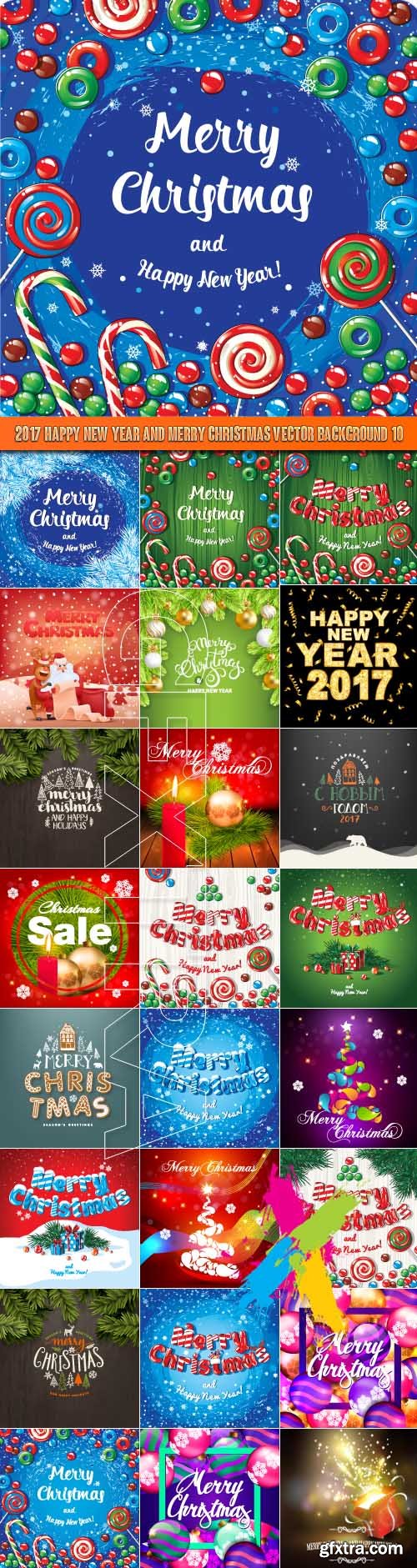 2017 Happy New Year and Merry Christmas vector background 10