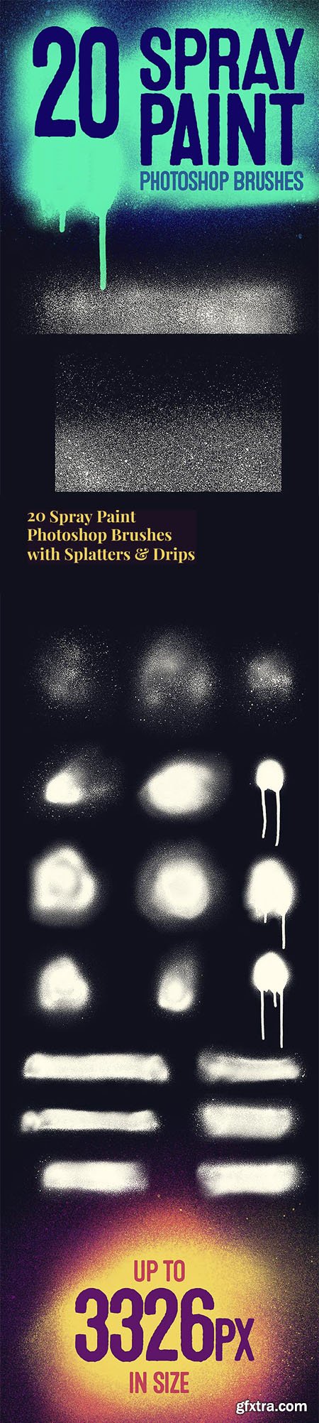 20 Spray Paint Brushes for Photoshop with Splatters & Drips