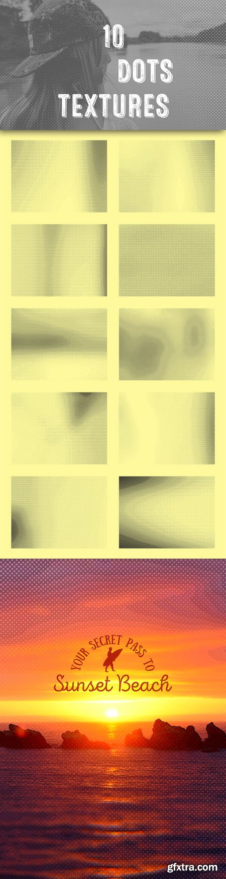 10 Halftone Dots Textures in Vector