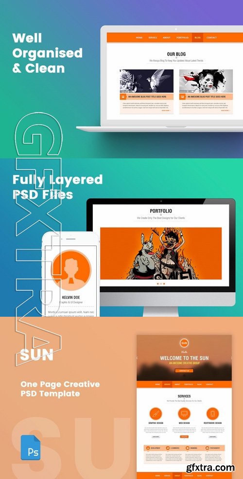 SUN - One Page Creative Portfolio PSD Template