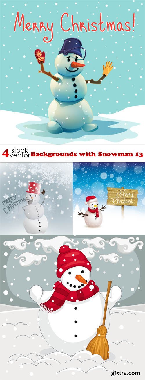 Vectors - Backgrounds with Snowman 13