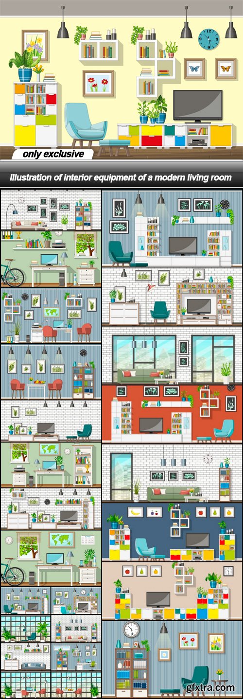 Illustration of interior equipment of a modern living room - 25 EPS