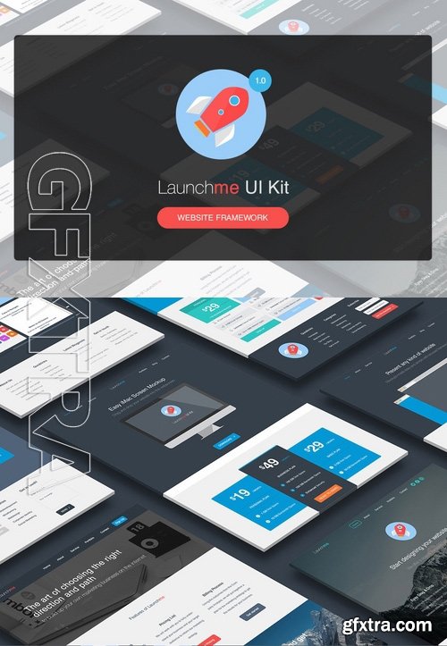 Launchme Website Wireframe UI Kit