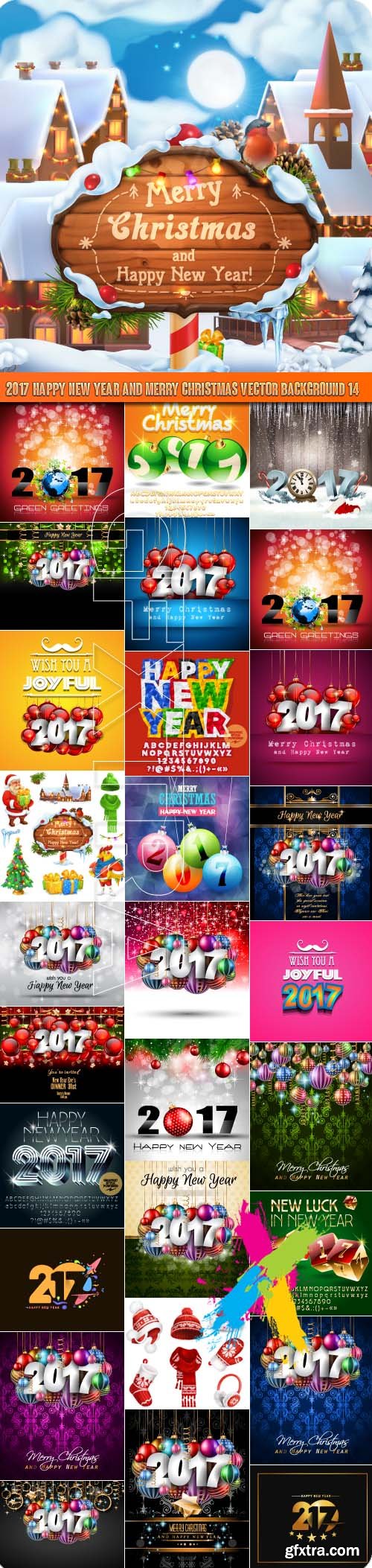 2017 Happy New Year and Merry Christmas vector background 14