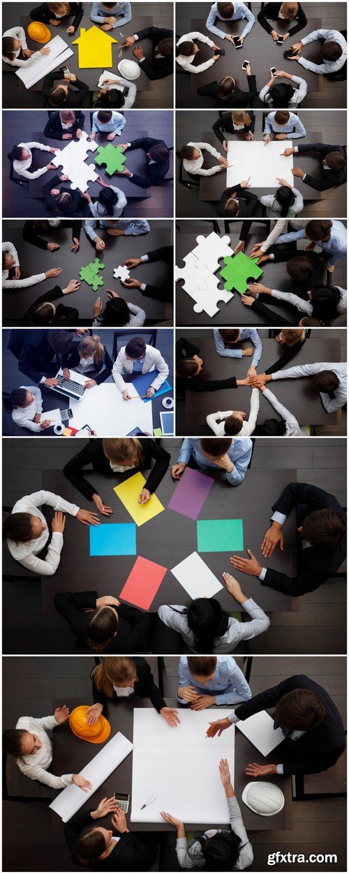 Business Team Solving Puzzle & Planning - 10xUHQ JPEG Photo Stock